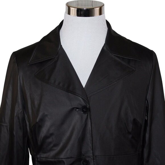 Braetan Large 3 Button Lined Outerwear Black Modern Packable Rain Trench Coat - Picture 7 of 10